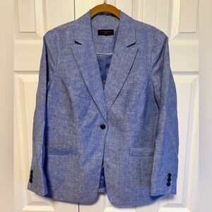 Talbots Beautiful Blue 100% Linen Classic Blazer